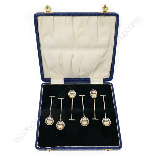 Wm Good silver six demitasse coffee spoon set,